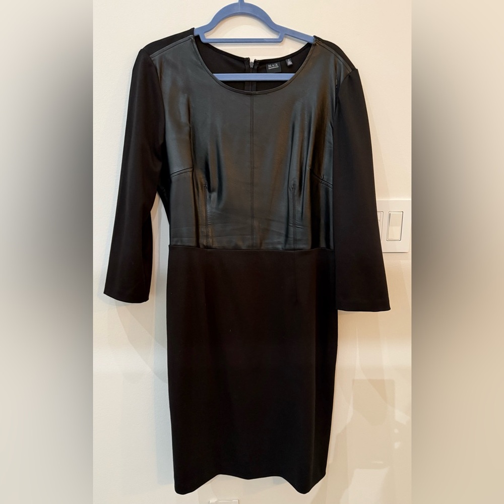 Black Saks Fifth Avenue Dress with faux leather top.